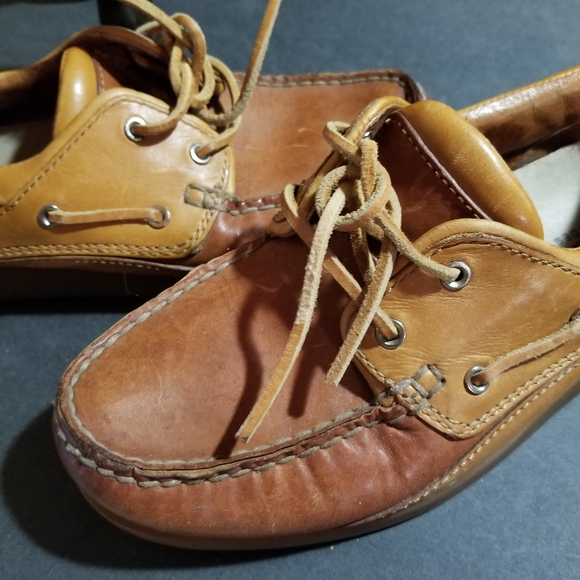 Sebago Dockside Leather Boat Slip On Casual Shoes Rust Tan Sz 7.5 - Picture 2 of 14